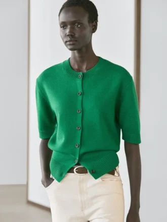 Gilets en maille à manches courtes en coton mélangé