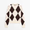 Gilets en tricot argyle de coton Gilets en tricot argyle de coton