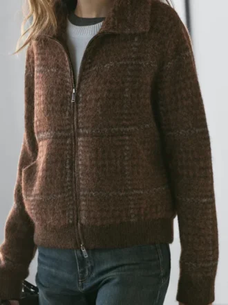 Gilets en tricot à carreaux, texture feutrée, en alpaga
