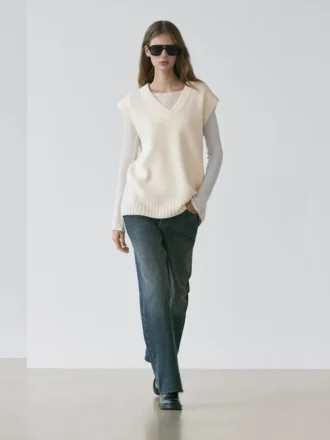 Gilets long en maille de laine