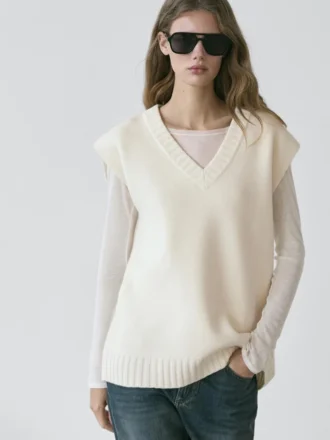 Gilets long en maille de laine