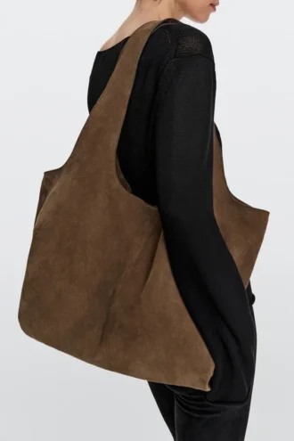 Grand sac fourre-tout en cuir refendu
