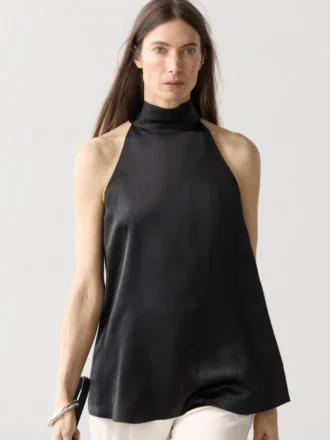 Haut dos nu en satin avec détail de nouage