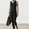 Haut en coton mélangé avec patte de boutonnage Haut en coton mélangé avec patte de boutonnage