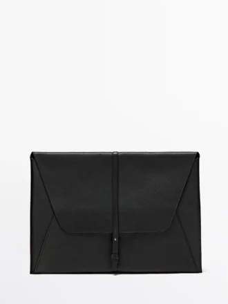 Housse pour ordinateur portable en cuir de vachette avec finition Nappa