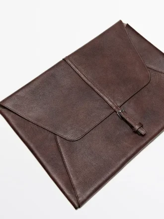 Housse pour ordinateur portable en cuir nappa