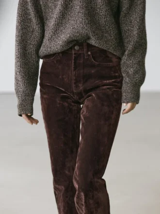 Jean bootcut à taille haute et finition floquée