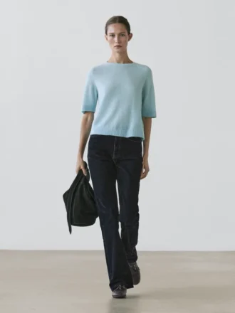 Jean bootcut taille haute floqué