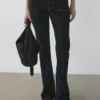 Jean bootcut taille haute floqué