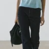 Jean bootcut taille haute floqué