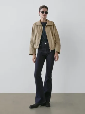 Jean skinny à taille haute et bas évasés