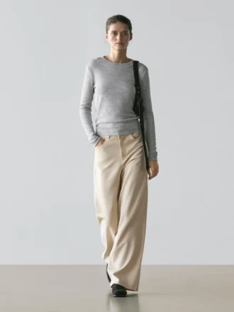 Jean taille basse à jambes larges