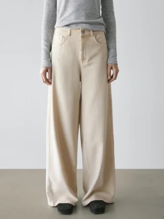 Jean taille basse à jambes larges
