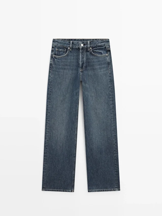 Jean taille moyenne à jambes larges Jean taille moyenne à jambes larges