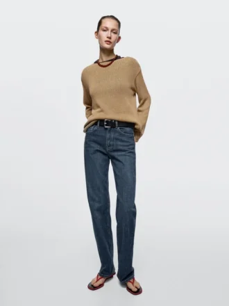 Jeans confort à taille haute et coupe droite