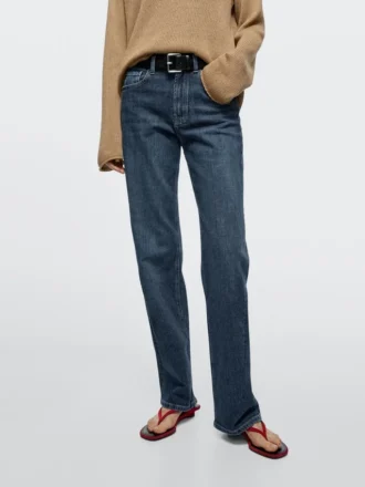 Jeans confort à taille haute et coupe droite