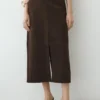 Jupe midi droite en cuir nubuck Jupe midi droite en cuir nubuck
