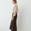 Jupe midi droite en cuir nubuck Jupe midi droite en cuir nubuck