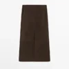 Jupe midi droite en cuir nubuck Jupe midi droite en cuir nubuck