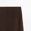 Jupe midi droite en cuir nubuck Jupe midi droite en cuir nubuck
