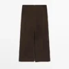 Jupe midi droite en cuir nubuck Jupe midi droite en cuir nubuck