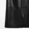 Jupe midi en cuir nappa avec coutures Jupe midi en cuir nappa avec coutures