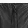 Jupe midi en cuir nappa avec détails en dentelle Jupe midi en cuir nappa avec détails en dentelle