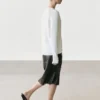 Jupe midi en cuir nappa avec détails en dentelle Jupe midi en cuir nappa avec détails en dentelle