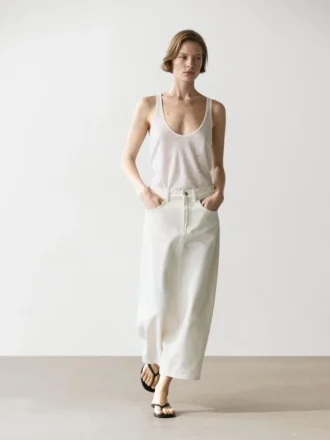 Jupe midi en denim coupe droite