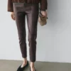 Leggings en cuir nappa avec détails élastiques Leggings en cuir nappa avec détails élastiques