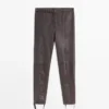 Leggings en cuir nappa avec détails élastiques Leggings en cuir nappa avec détails élastiques