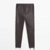 Leggings en cuir nappa avec détails élastiques Leggings en cuir nappa avec détails élastiques