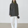 Long gilet en laine à double boutonnage