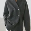 Long gilet en laine à double boutonnage
