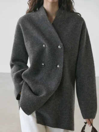 Long gilet en laine à double boutonnage