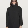 Manteau à col montant en mélange de laine avec fermeture à boutons Manteau à col montant en mélange de laine avec fermeture à boutons
