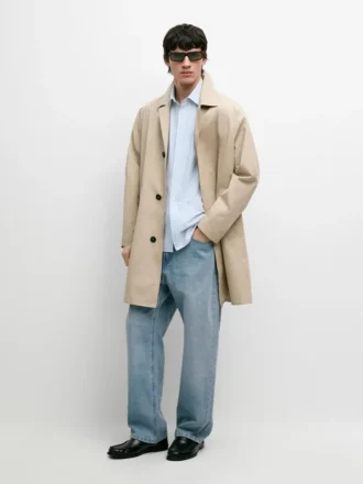 Manteau en coton à carreaux avec détails intérieurs