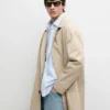 Manteau en coton à carreaux avec détails intérieurs Manteau en coton à carreaux avec détails intérieurs