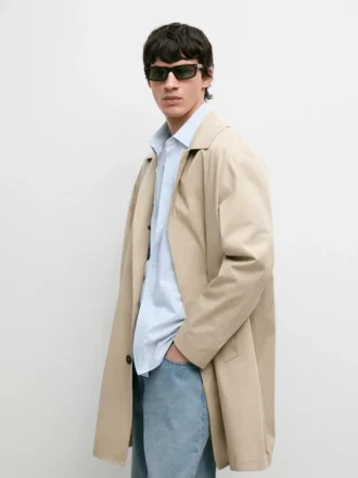 Manteau en coton à carreaux avec détails intérieurs