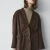 Manteau long en cuir suédé Manteau long en cuir suédé