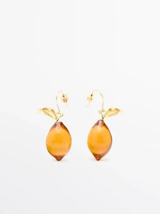 Mini boucles d&rsquo;oreilles en forme de citron en verre