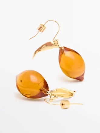 Mini boucles d&rsquo;oreilles en forme de citron en verre