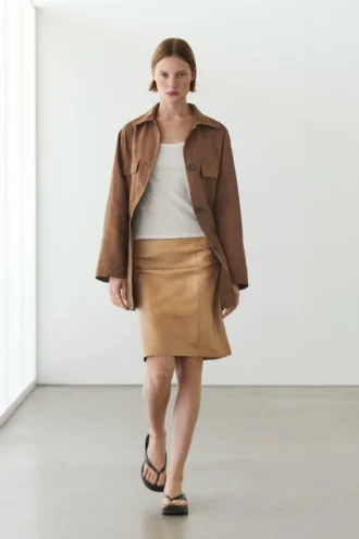 Mini-jupe en cuir nappa
