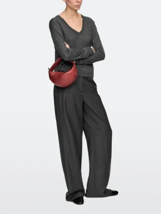 Mini sac demi-lune en cuir nappa