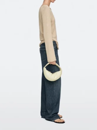 Mini sac demi-lune en cuir nappa