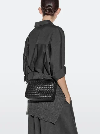Mini-sac tressé en cuir nappa