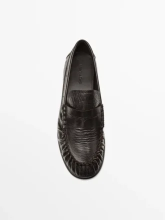 Mocassins en cuir gaufré