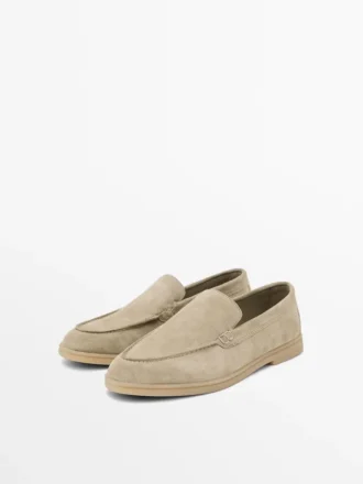 Mocassins en cuir refendu