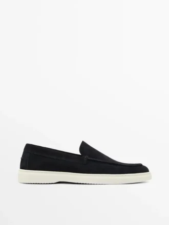 Mocassins en cuir refendu avec bout mocassin