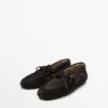 Mocassins en cuir refendu avec nœud froncé Mocassins en cuir refendu avec nœud froncé